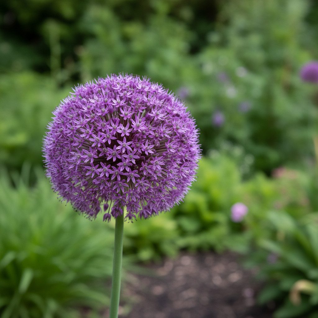 Ornamental Onion in garden setting
