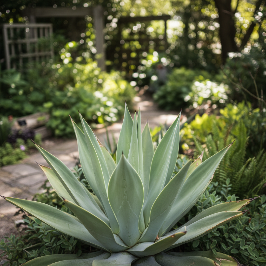 Soft agave in garden setting