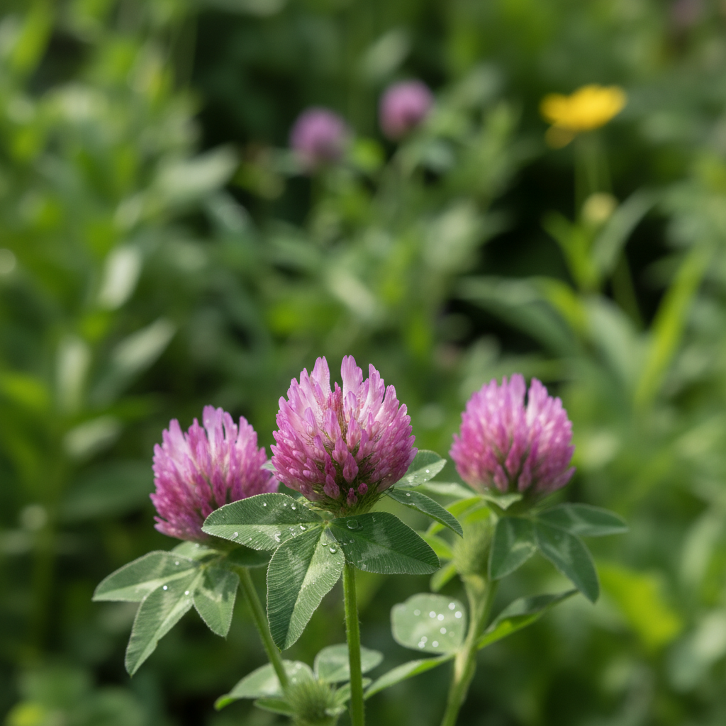 Red Clover in garden setting