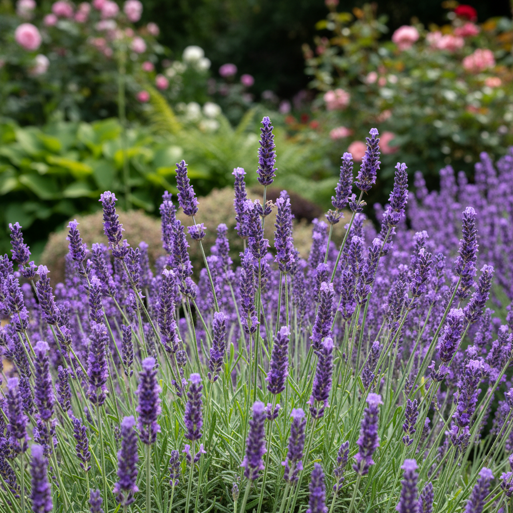 English lavender ‘Hidcote’ in garden setting