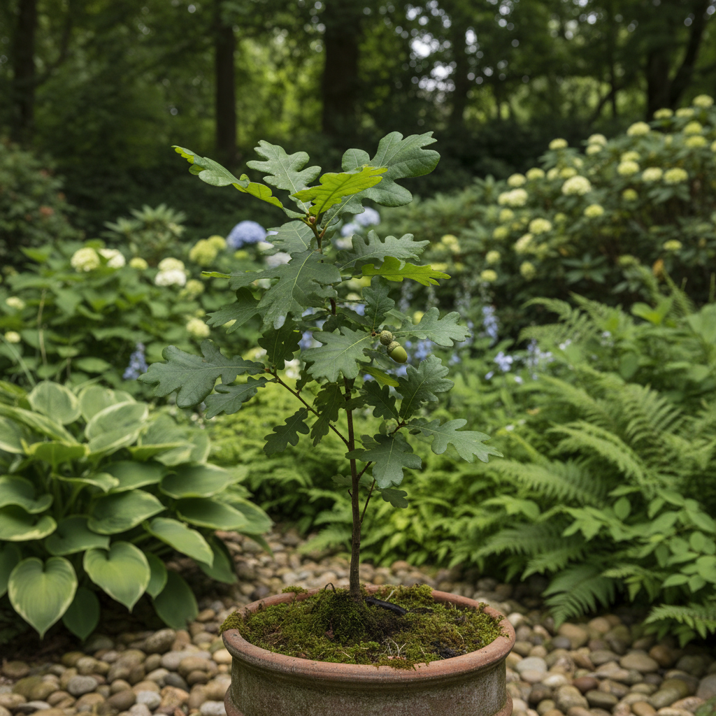 Oak in garden setting