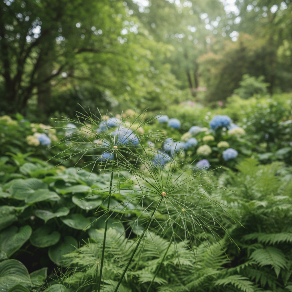 Umbrella Sedge in garden setting