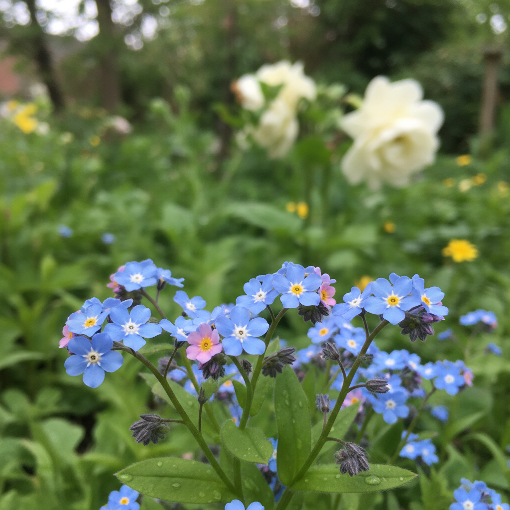 Wood forget-me-not in garden setting