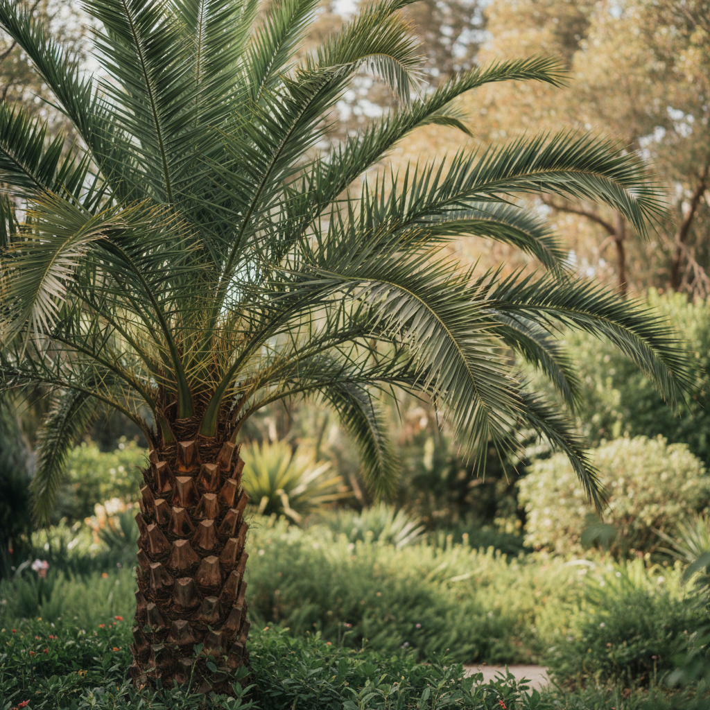 Canary Island Date Palm in garden setting