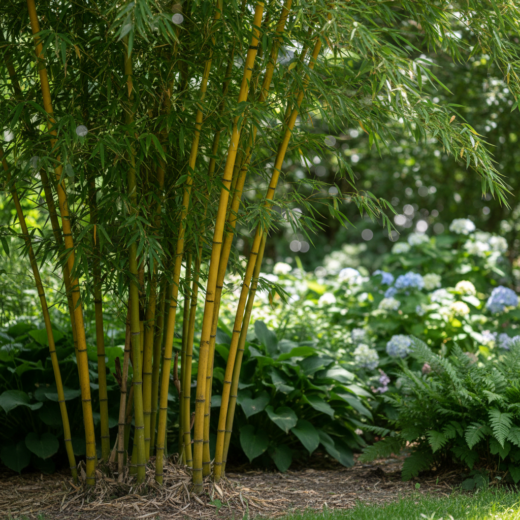 Golden Bamboo in garden setting