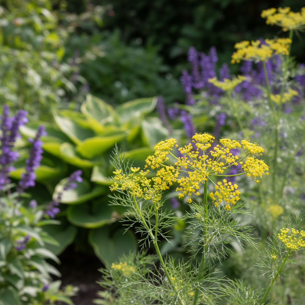False fennel in garden setting