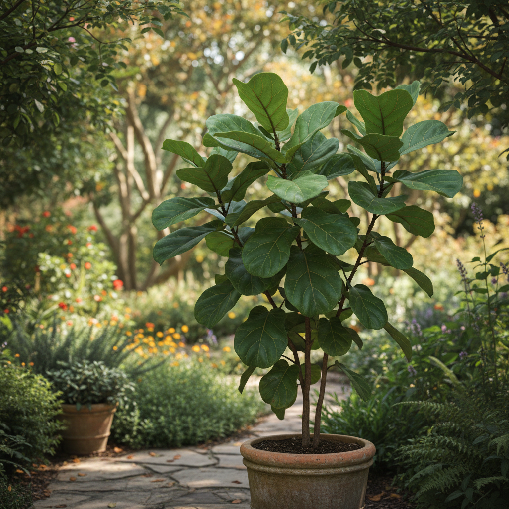 Fiddle-leaf Fig in garden setting