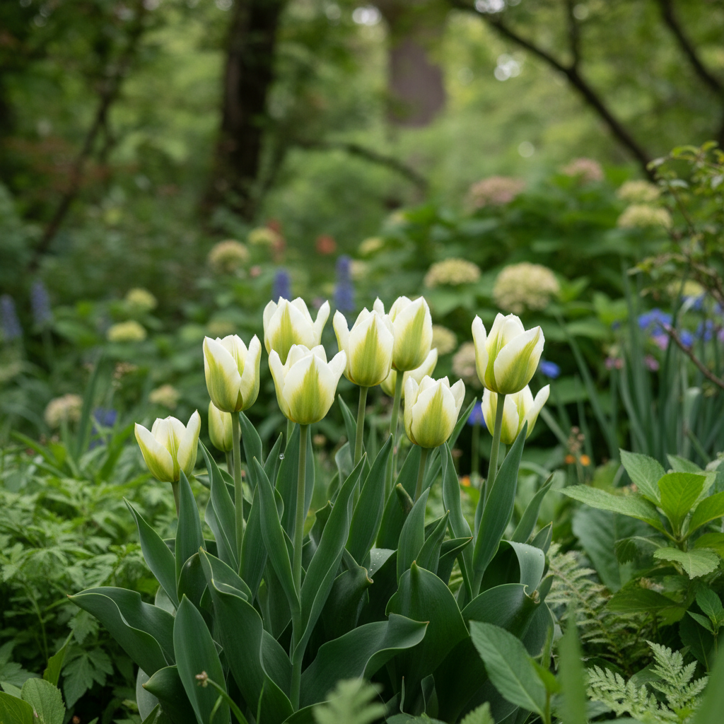 Tulip ‘Spring Green’ in garden setting