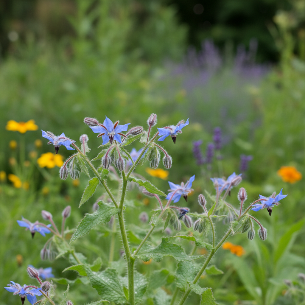 Borage in garden setting