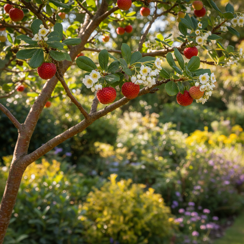 Strawberry Tree in garden setting