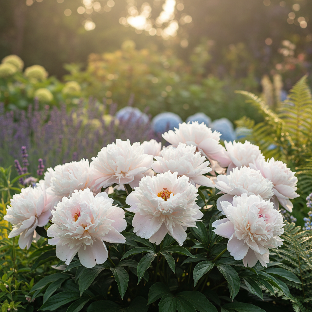 Peony in garden setting