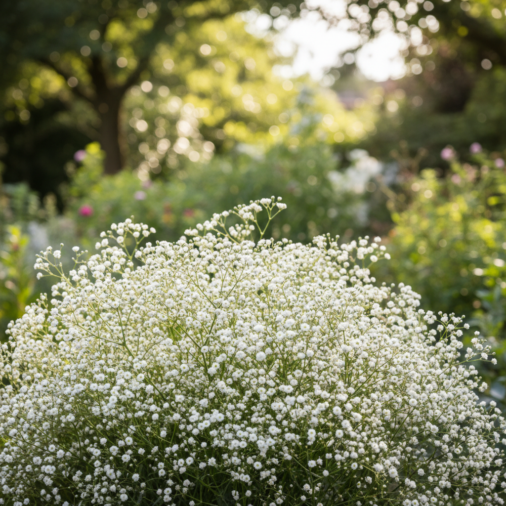 Baby’s breath in garden setting