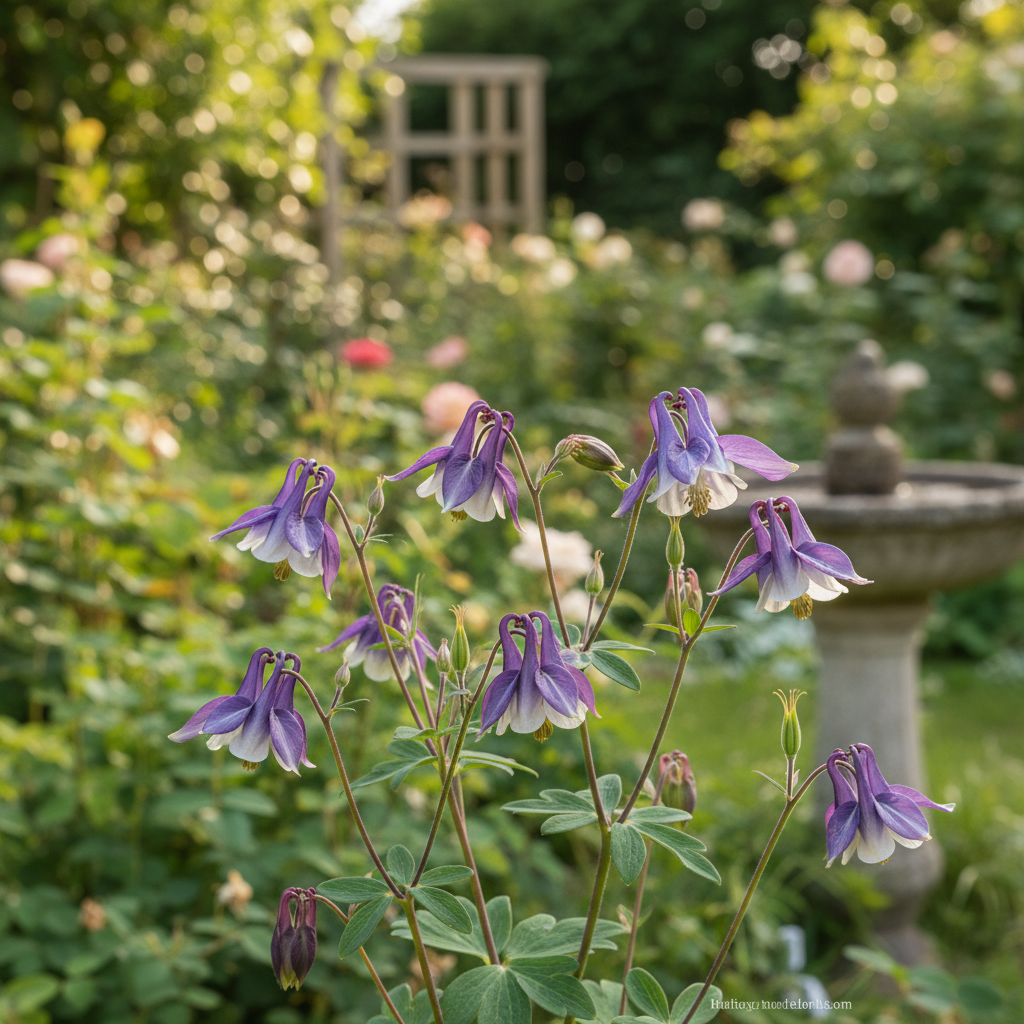 Common columbine in garden setting