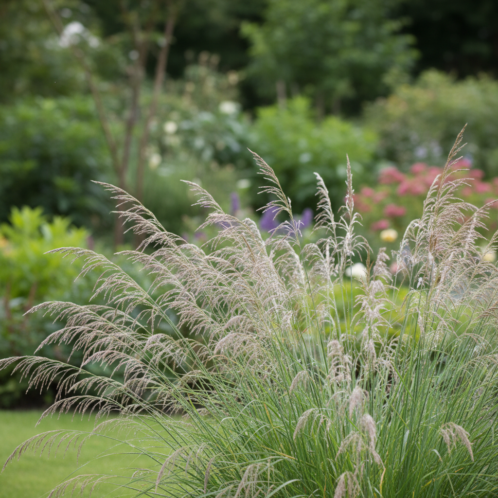 Tufted Hair Grass in garden setting