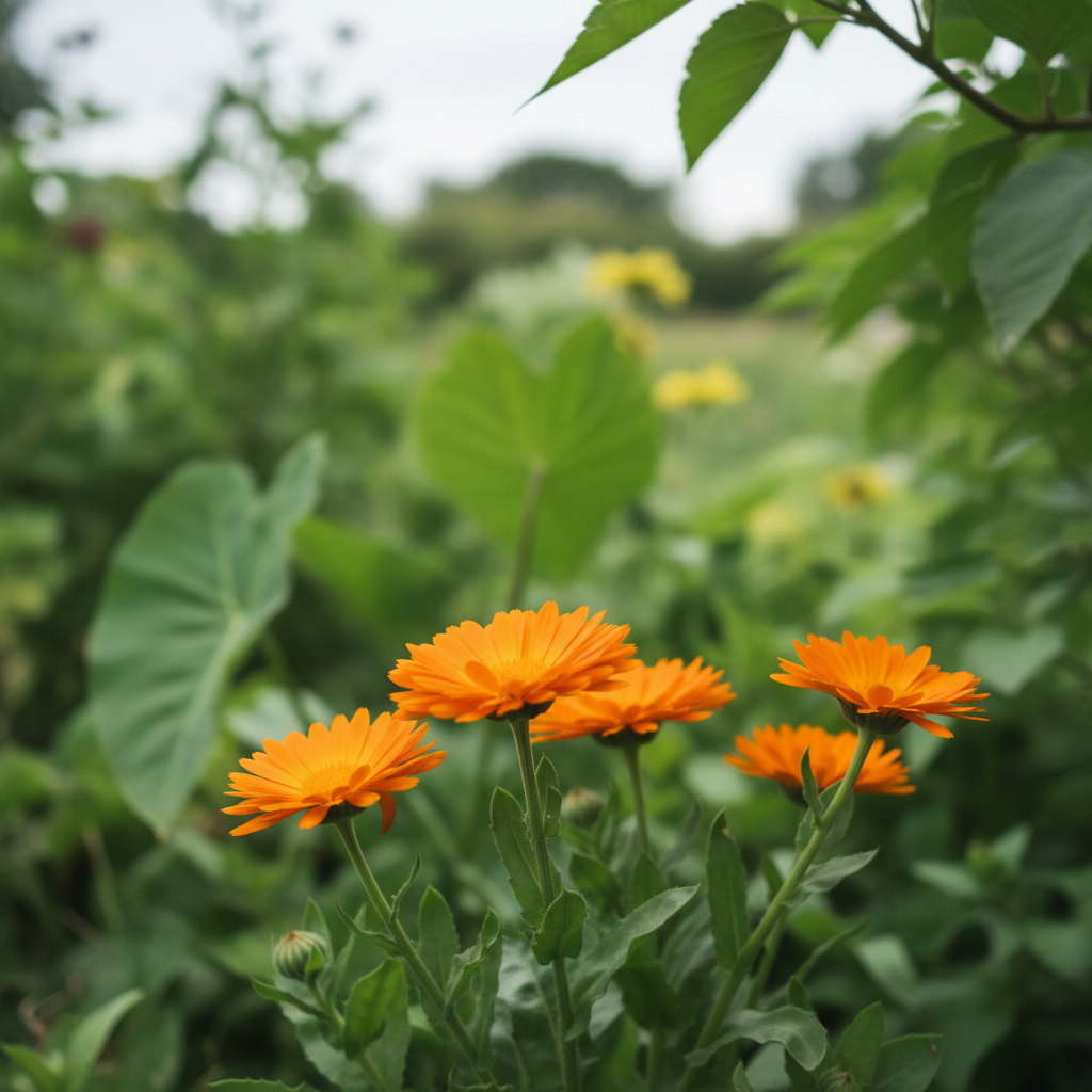 Pot Marigold in garden setting