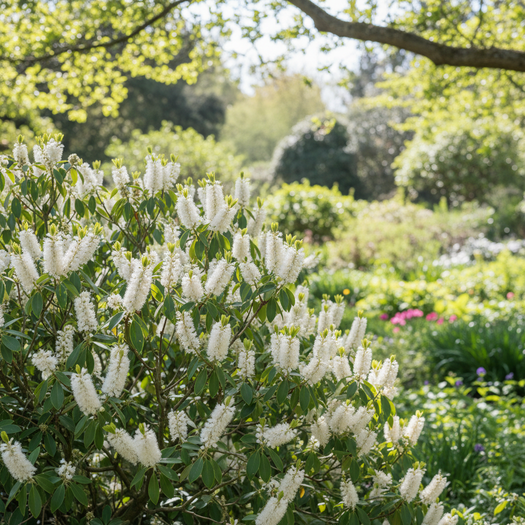 Large Fothergilla in garden setting