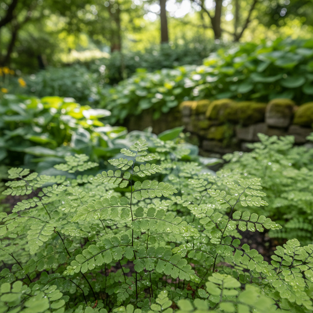 English Maidenhair Fern in garden setting