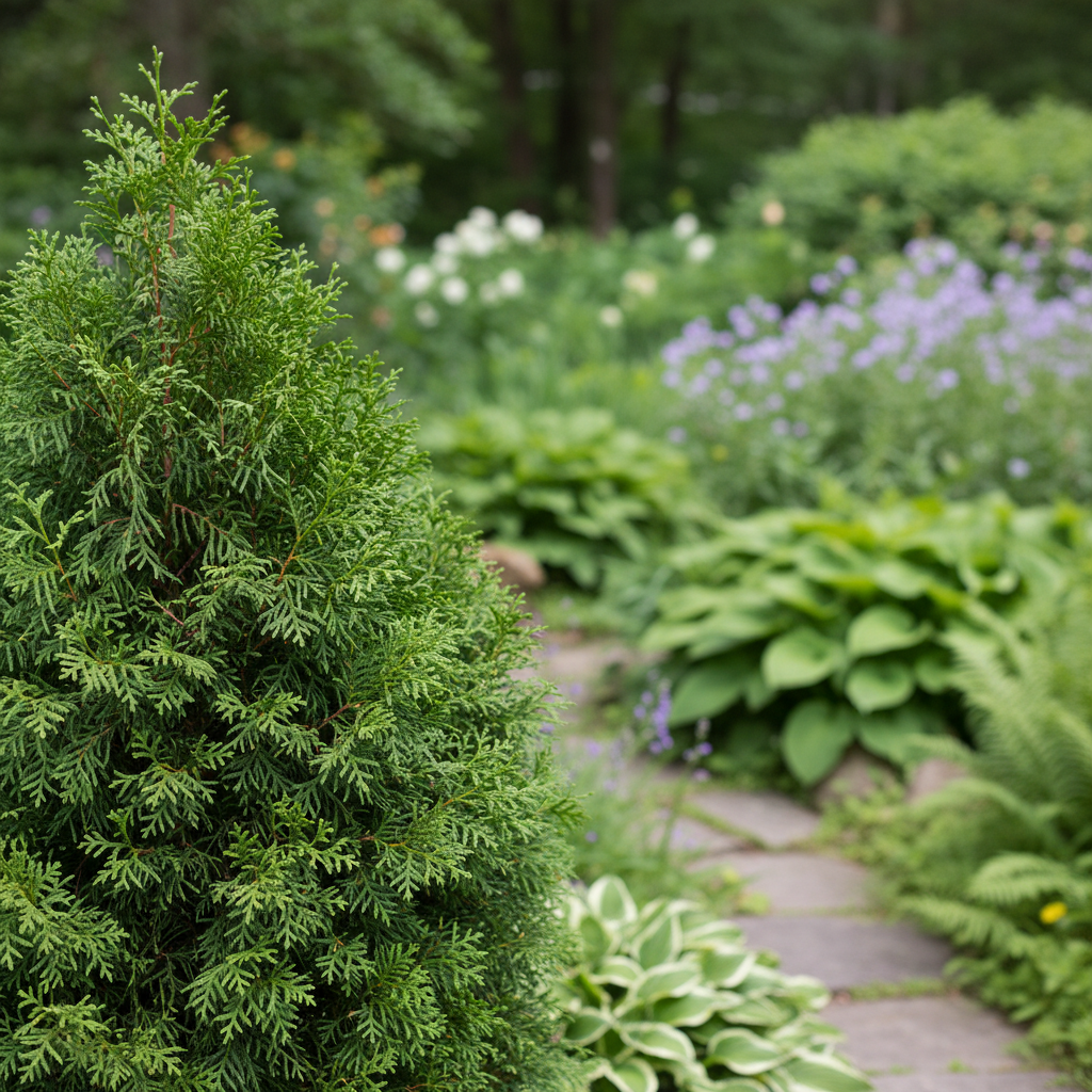Arborvitae in garden setting
