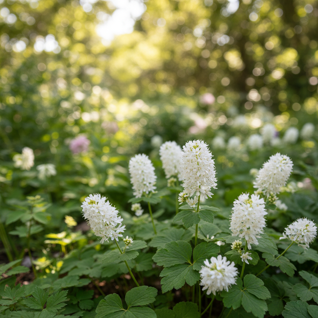 Foamflower in garden setting