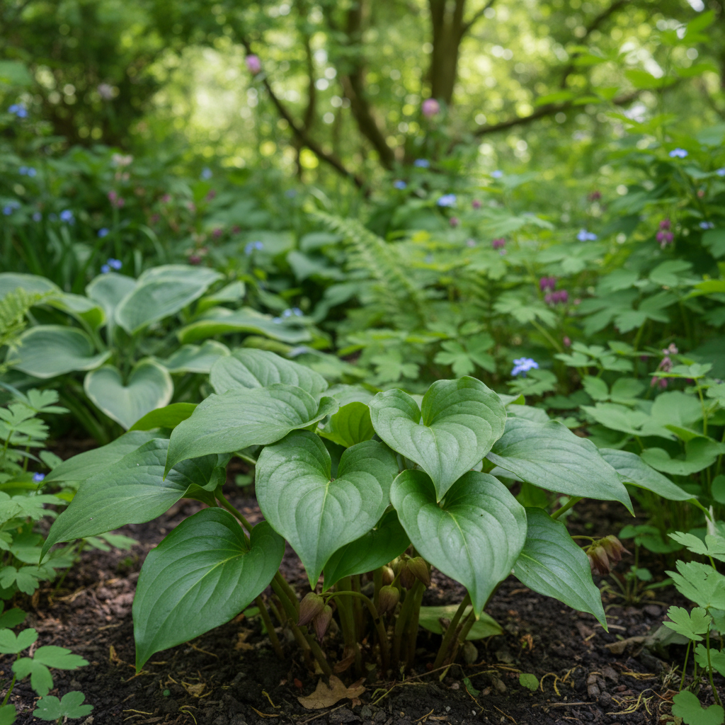 European Wild Ginger in garden setting