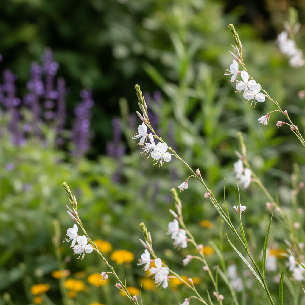 White Gaura in garden setting