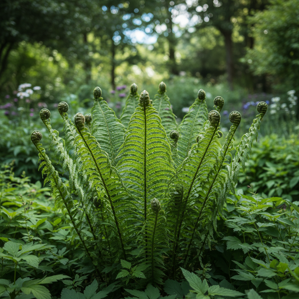 Ostrich Fern in garden setting