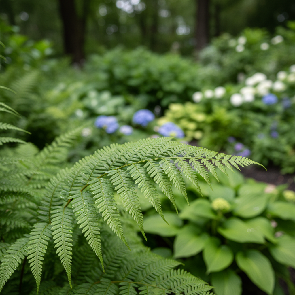 Japanese Lace Fern in garden setting