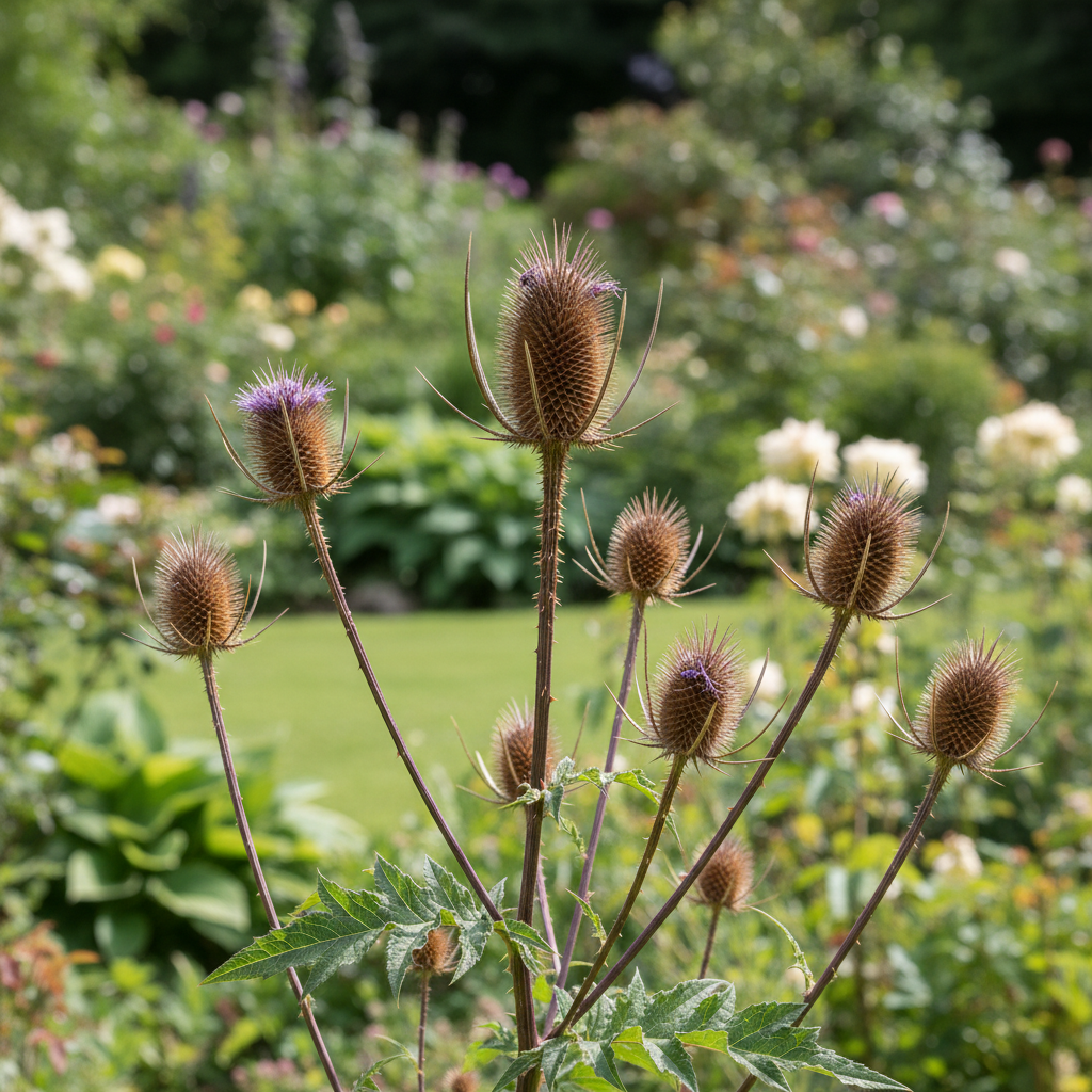 Teasel in garden setting