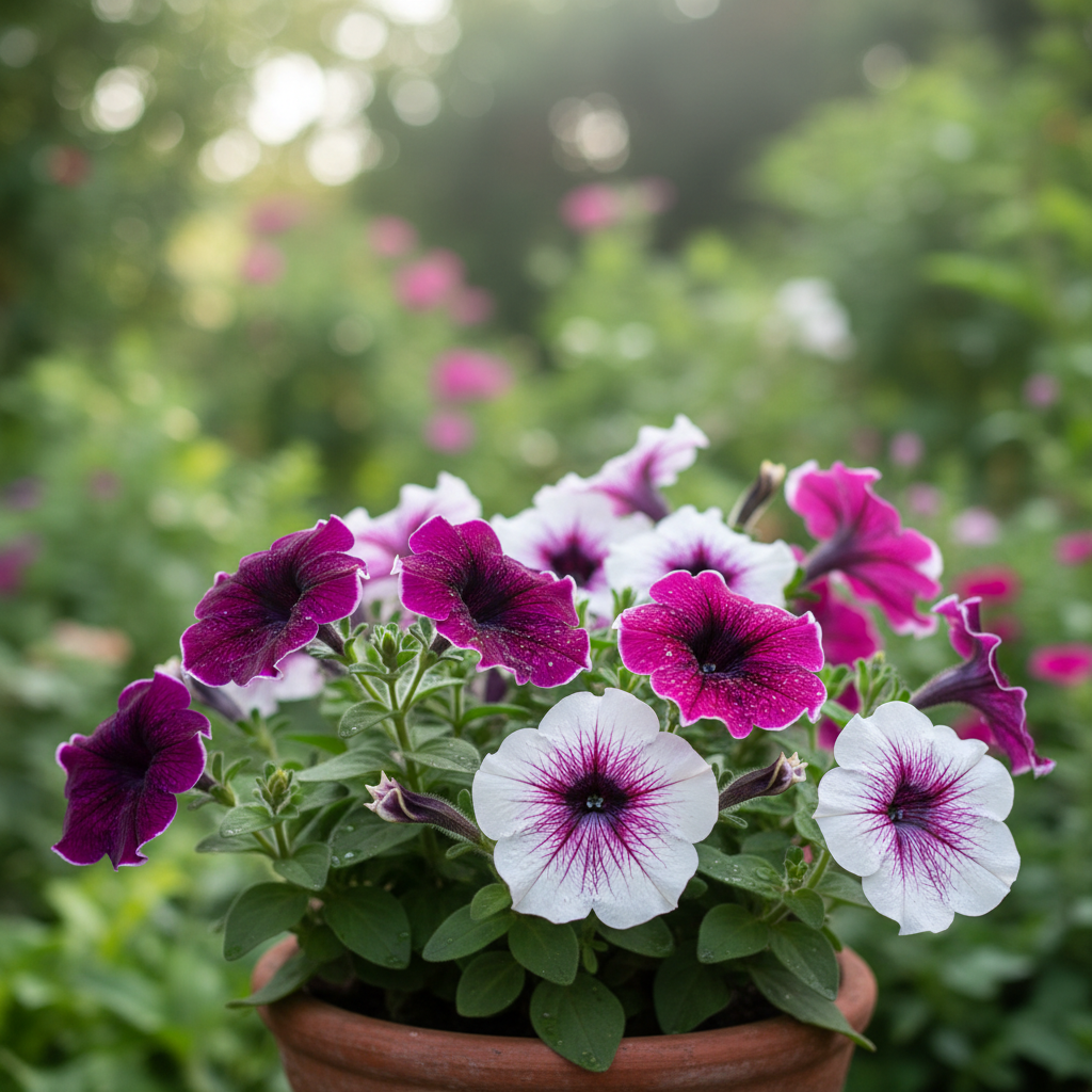 Petunia in garden setting