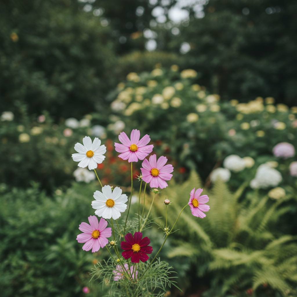 Cosmos in garden setting
