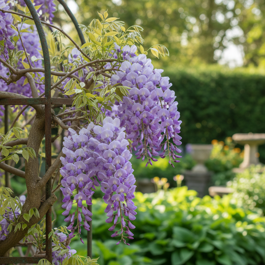Chinese wisteria in garden setting