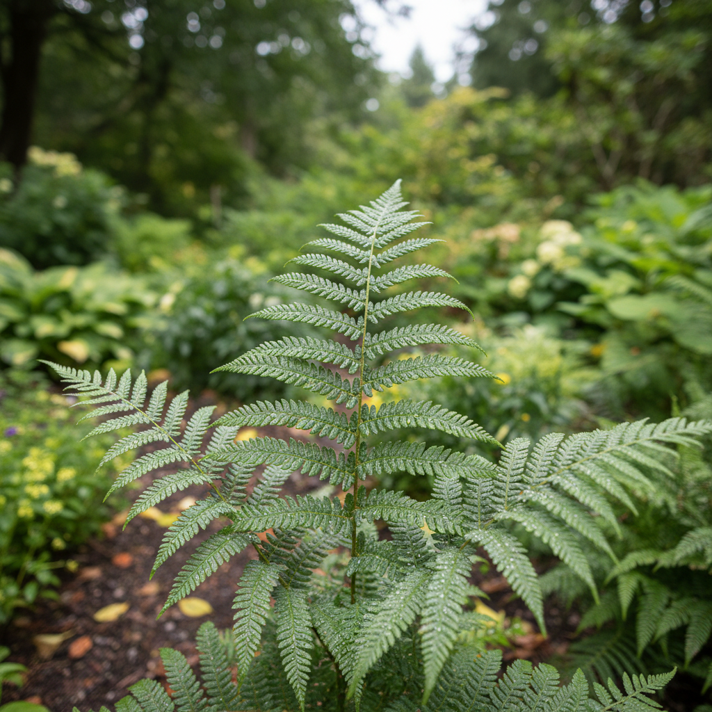 Deer Fern in garden setting