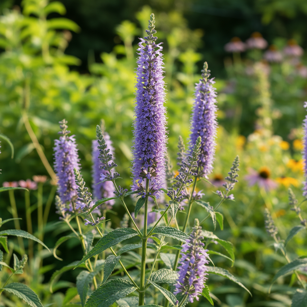 Giant hyssop ‘Blue Fortune’ in garden setting