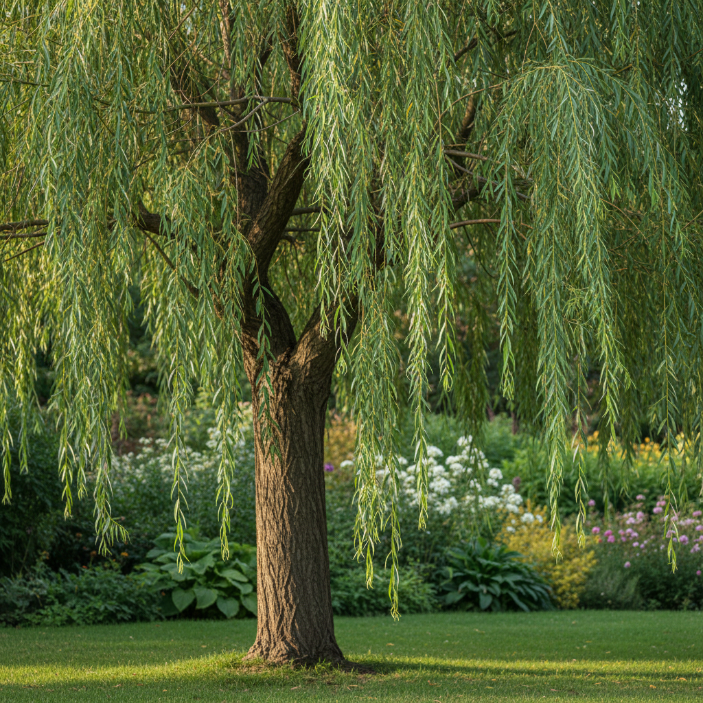 Weeping Willow in garden setting