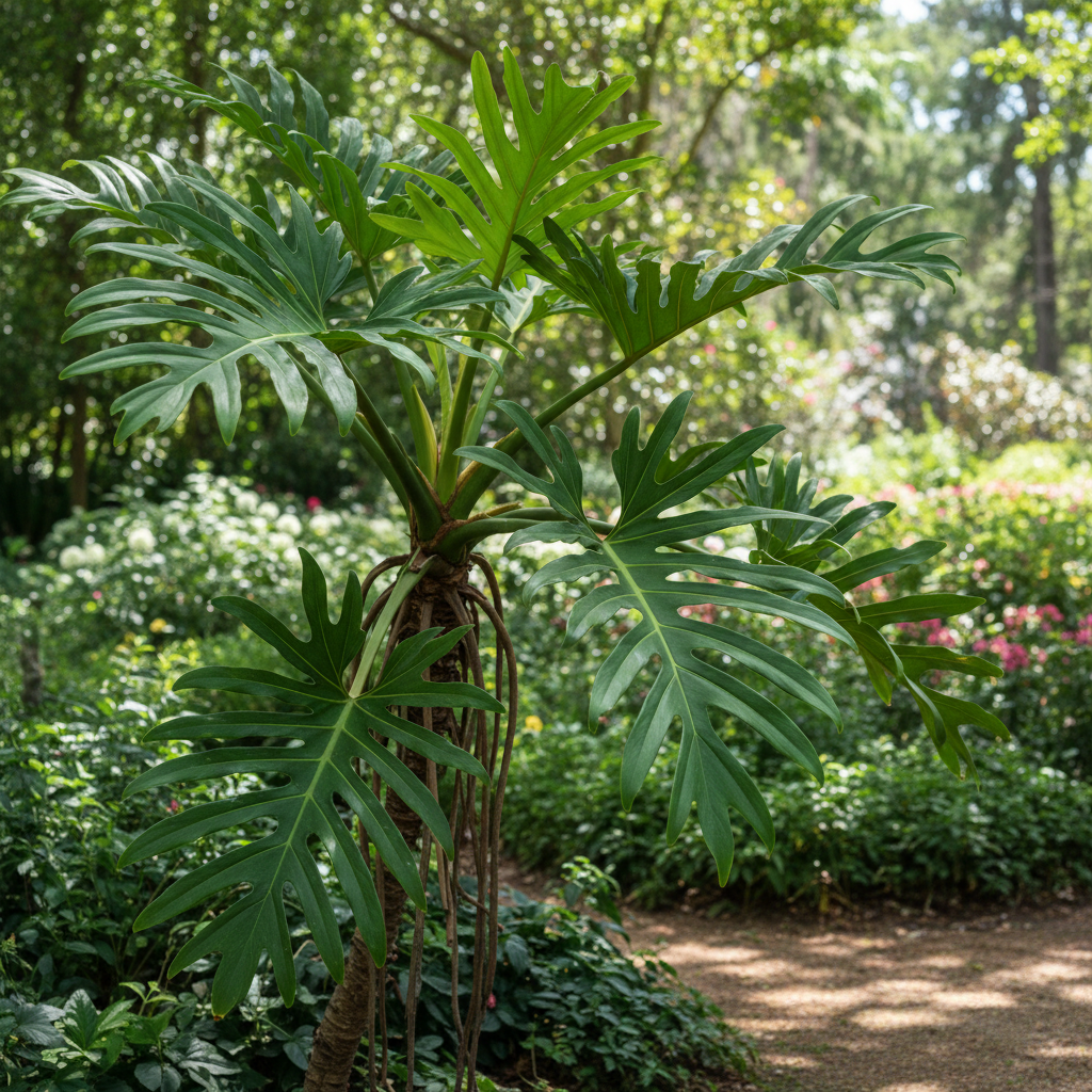Tree Philodendron in garden setting