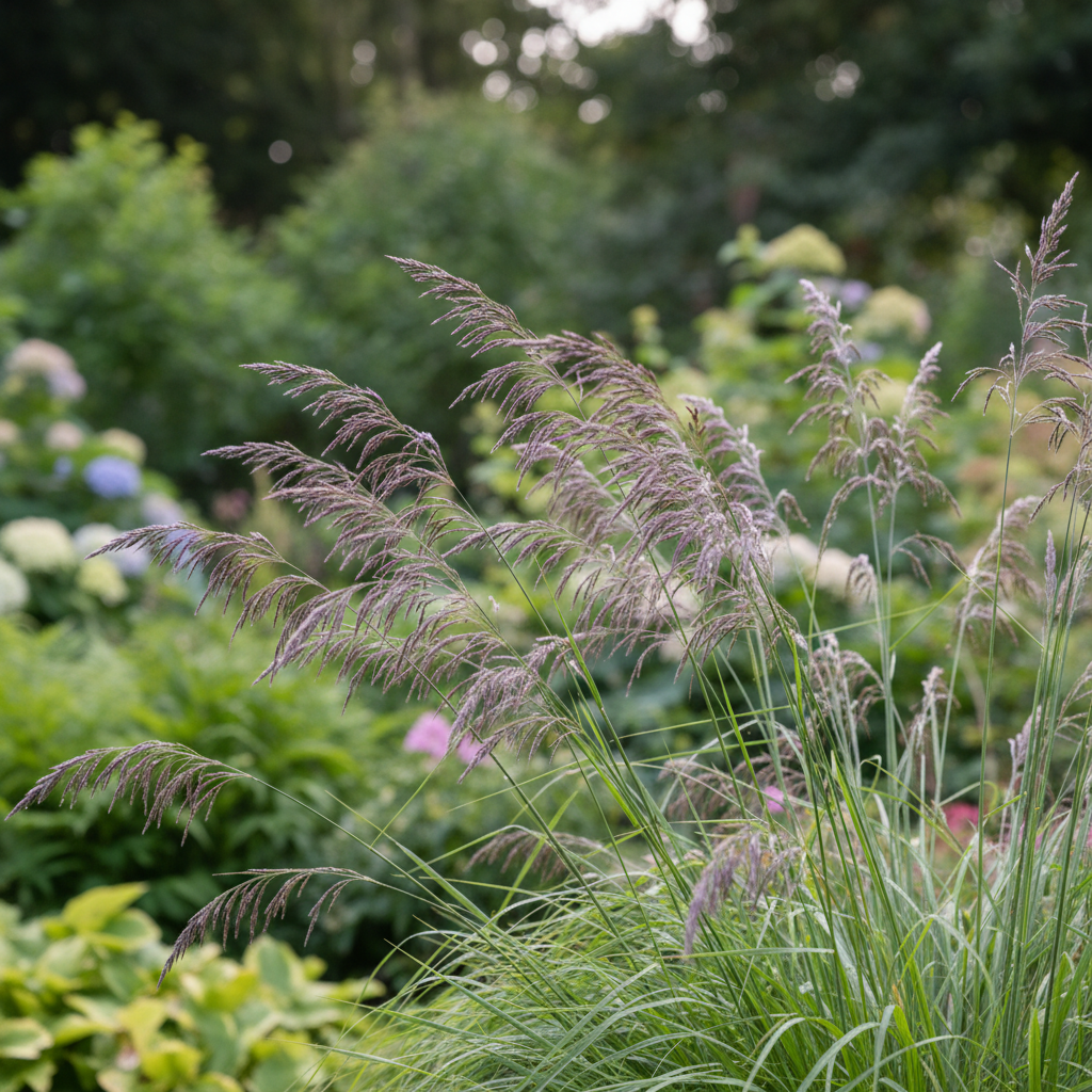 Purple Moor Grass in garden setting