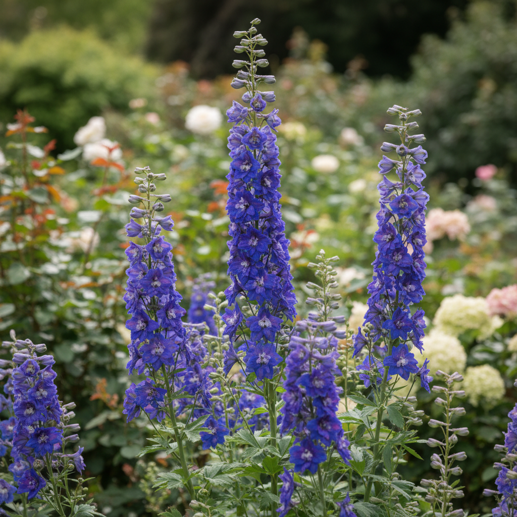 Candle Larkspur in garden setting