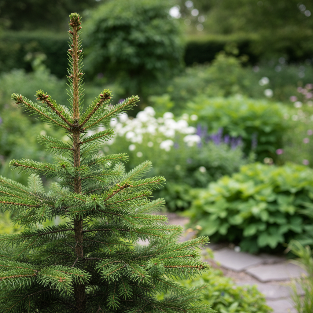 Norway Spruce in garden setting