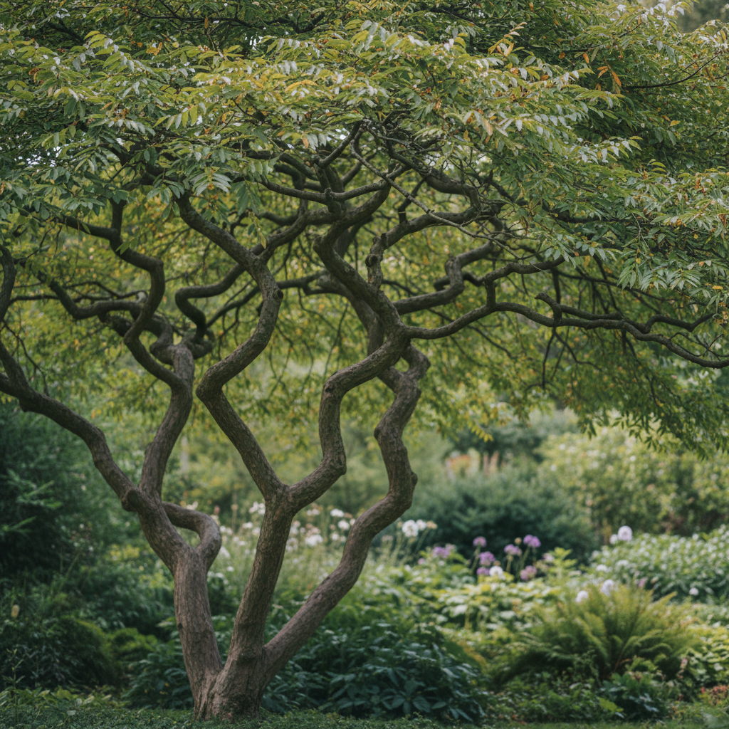 Japanese zelkova in garden setting