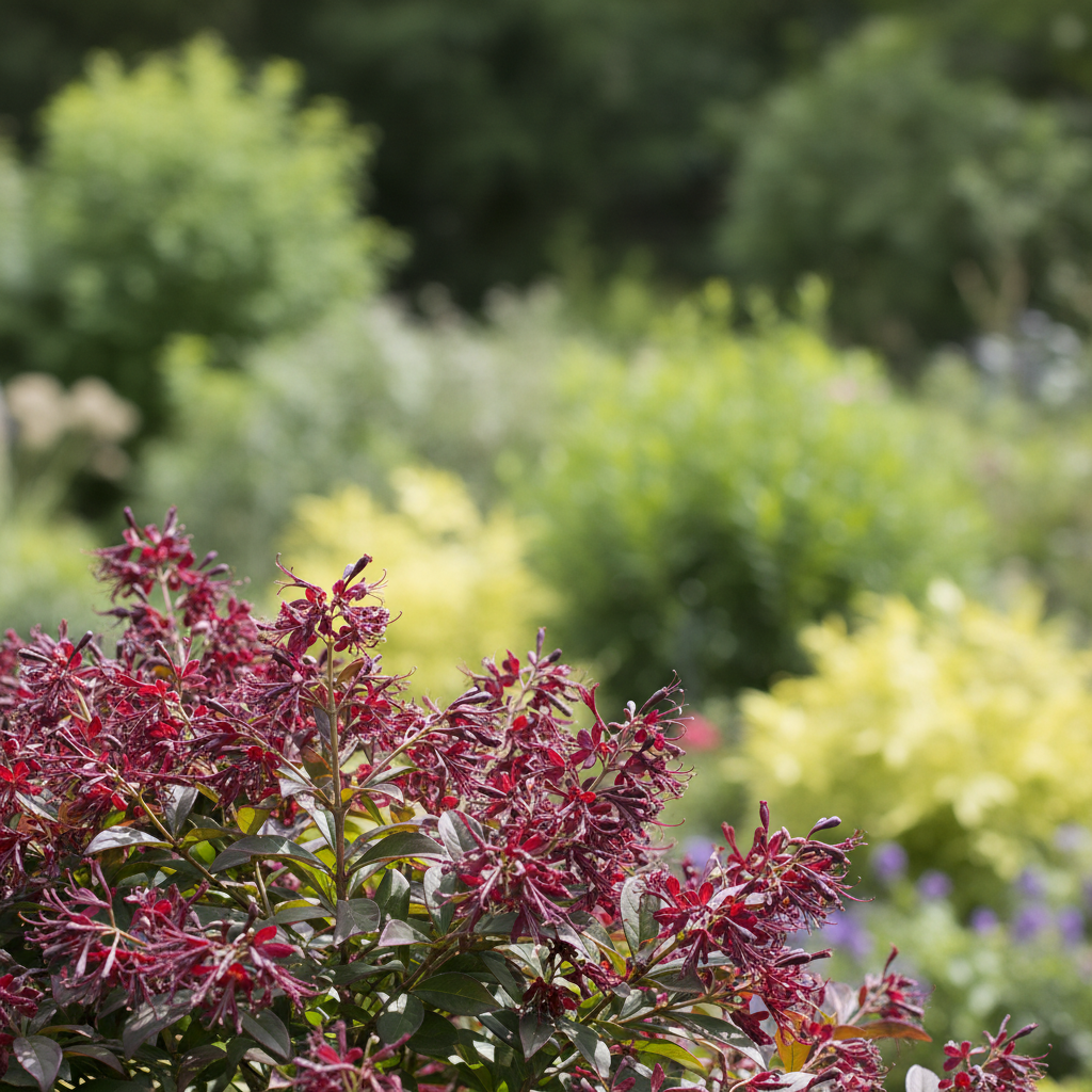 Chinese Fringe Flower in garden setting
