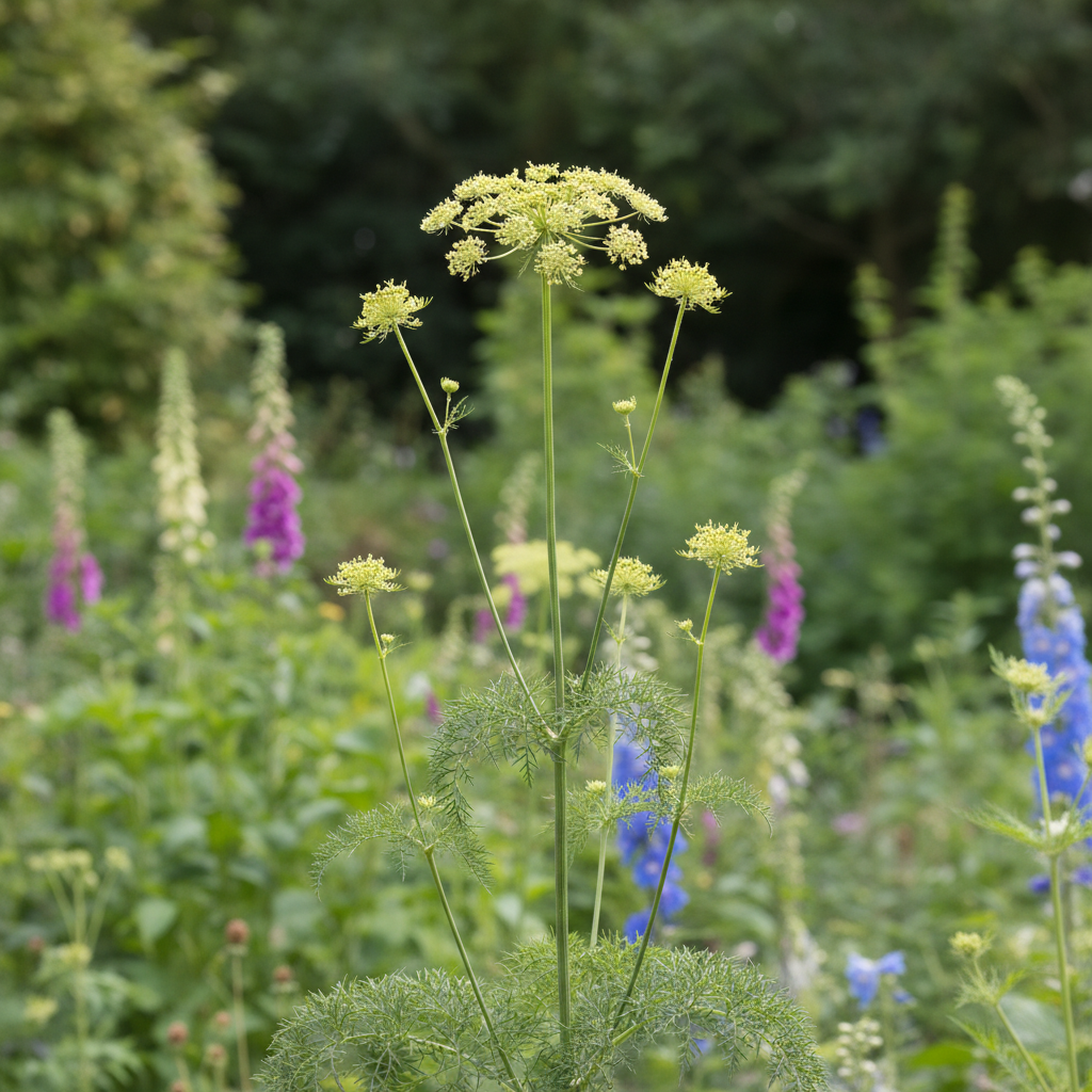 Giant Scabious in garden setting
