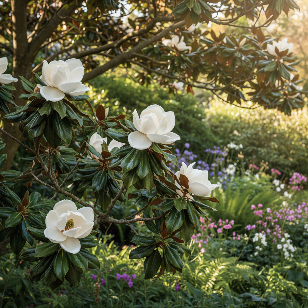 Southern Magnolia in garden setting