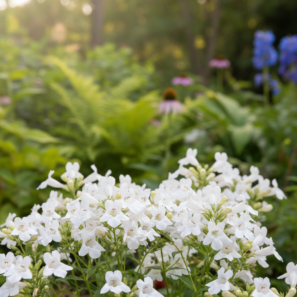 Penstemon Royal White in garden setting