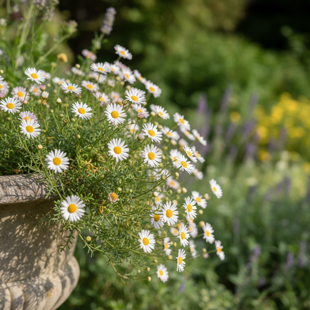 Mexican fleabane in garden setting