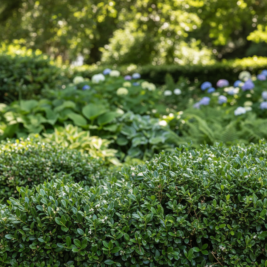 Privet Hedge in garden setting