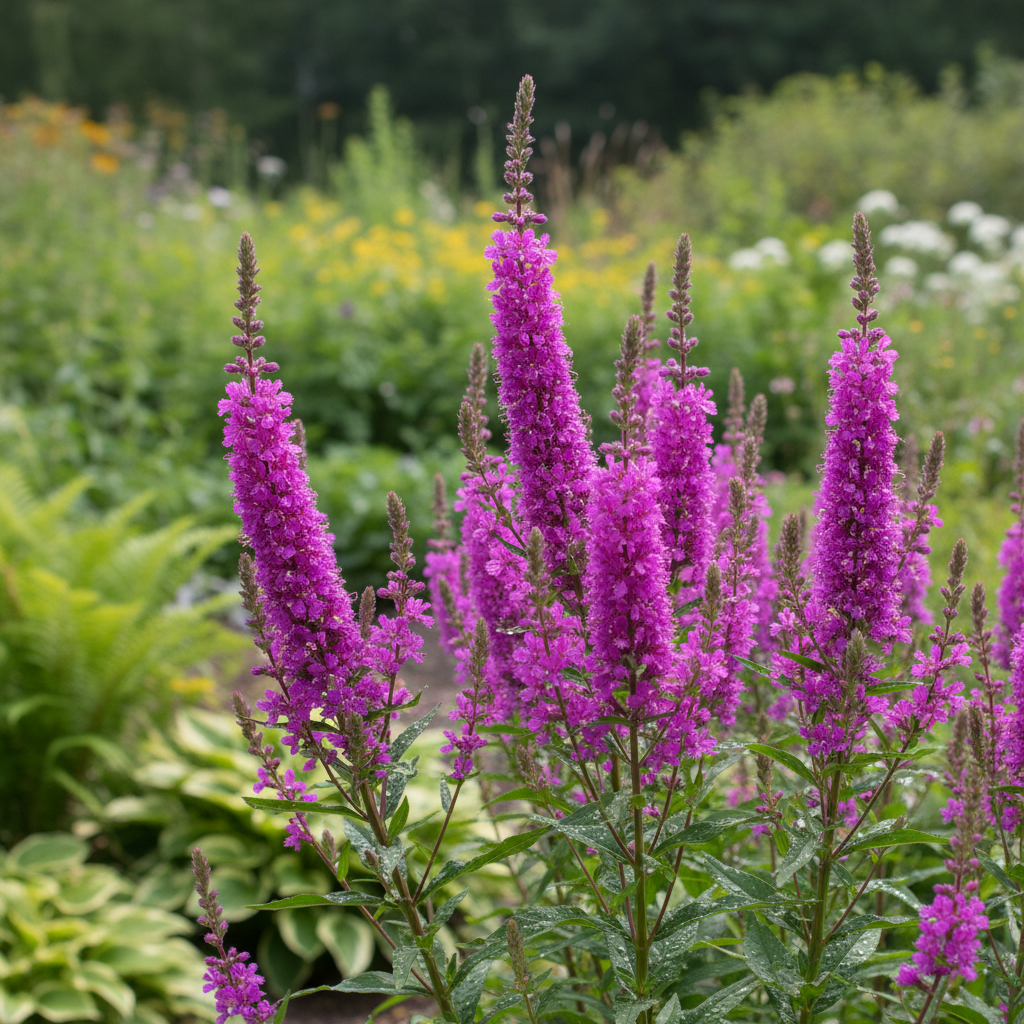 Purple Loosestrife in garden setting