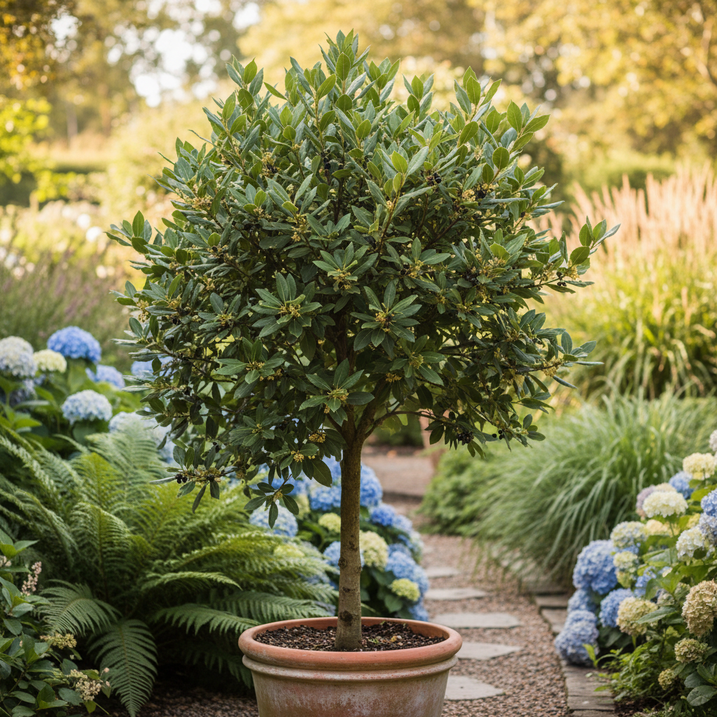 Bay tree in garden setting