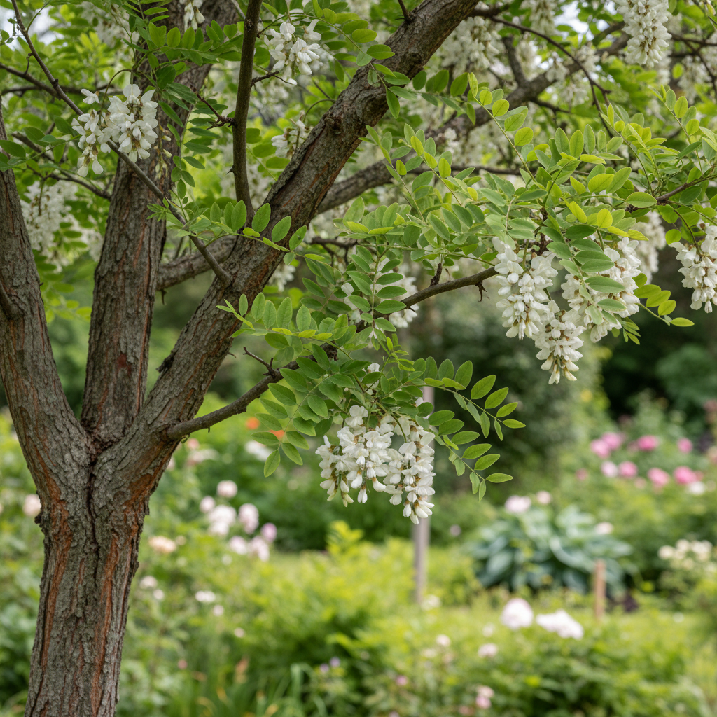 Black Locust in garden setting