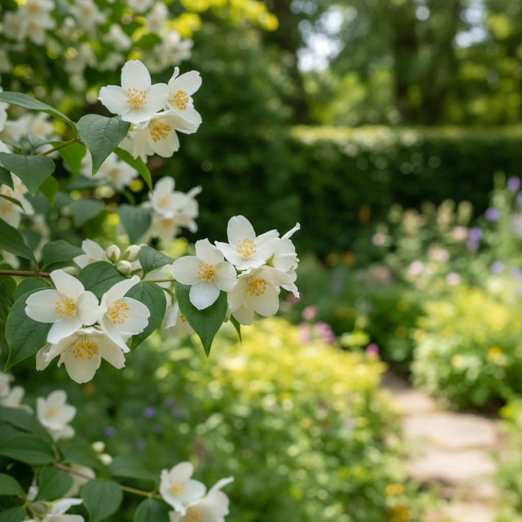 Mock Orange in garden setting