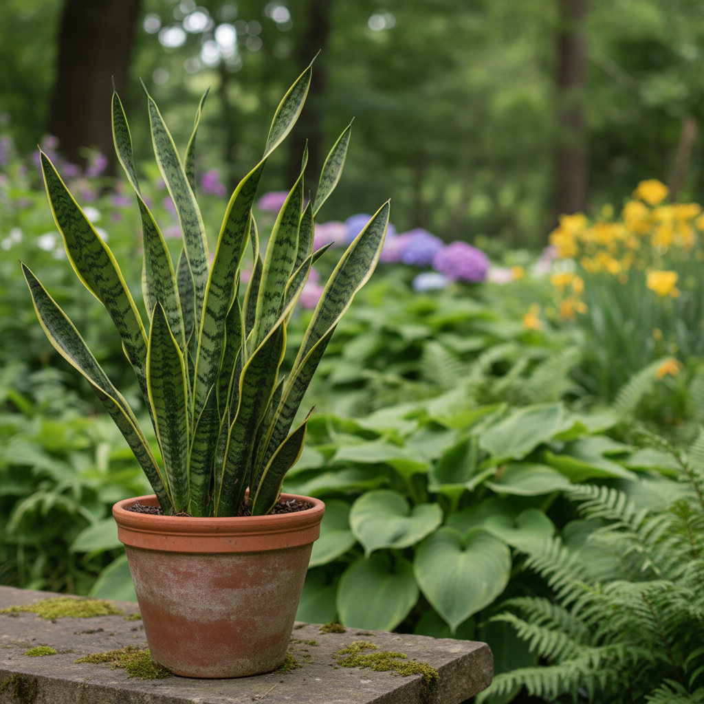 Snake Plant in garden setting